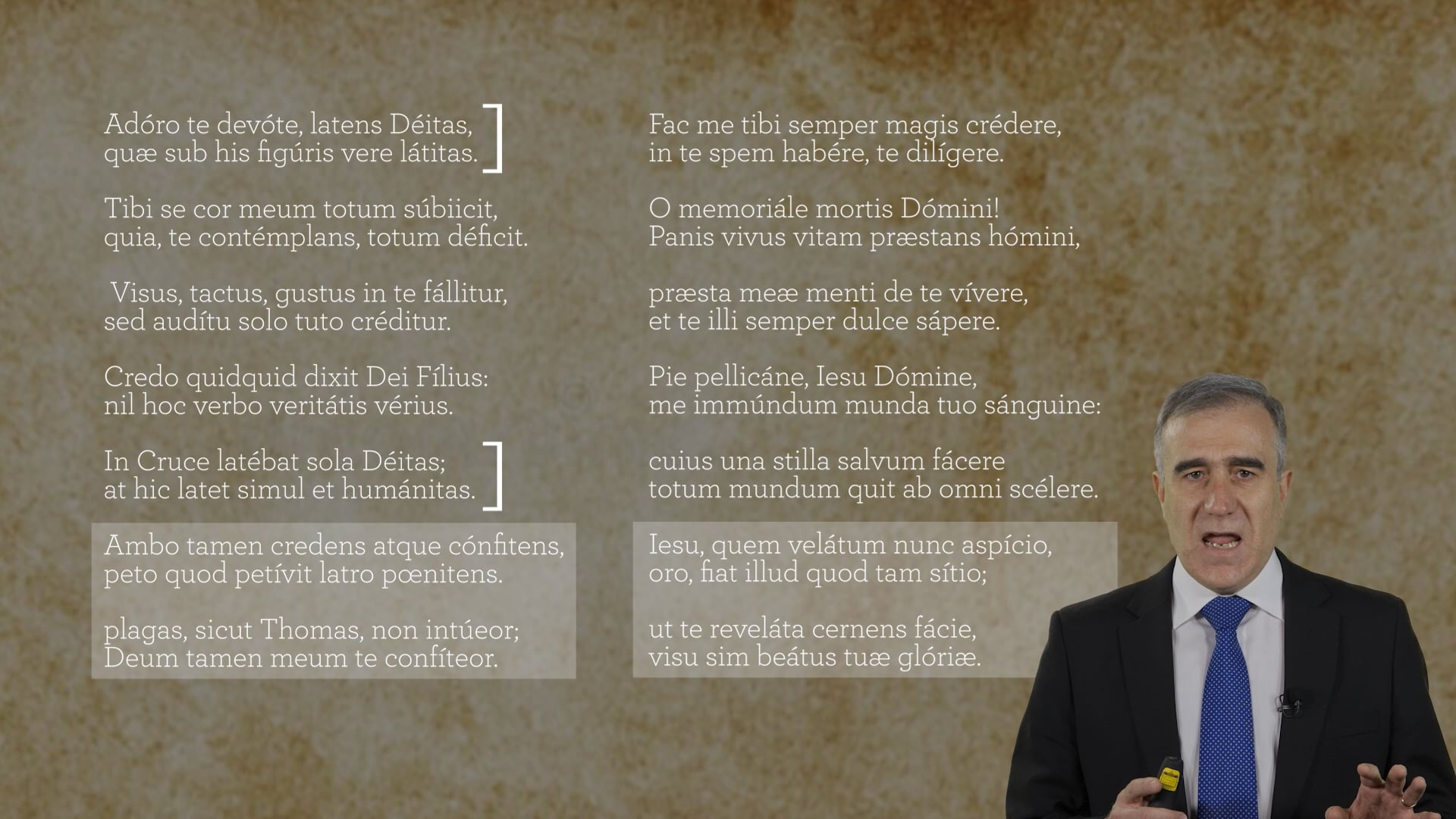 Repaso del texto latino "Adoro te devote"